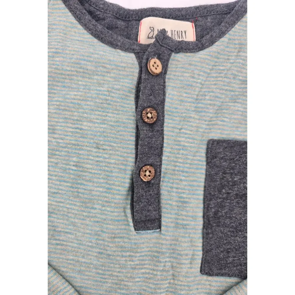 Me‎ & Henry  Green Boys Henley Long Sleeve Tee Size: 6/7Y